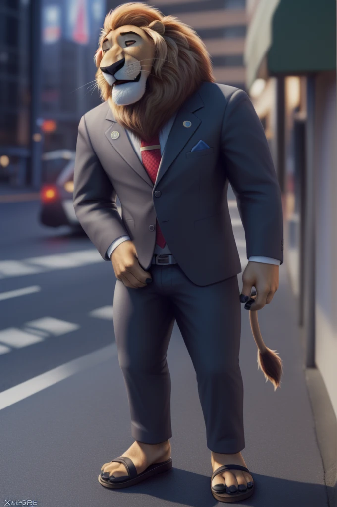 leodore a lionheart, a lion, feline, safe, antro, trousers,sandals with heels, suit, underwear, male, One, standing, tail, paws, paw pads,
BREAK,
from Nextel, for dating, by xenoforge, (difficult, high detail, film photography, soft focus, RAW explicit cinema,
Photorealism, realistic, photorealistic, analog style, Subsurface scattering,
masterpiece, Best quality, ultra realistic, 8 k)