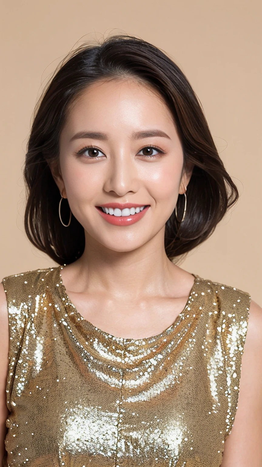 1 female, Dream Background, (Highly detailed body, Highly detailed face, Highest quality:1. Old woman), View your viewers, Toothy smile, I can&#39;t see her hands, (Very long layered hair:1.2), (Her thighs are very beautiful:1.3), (8,000 people:1.5), (Nice men&#39;Dress shirt:1.3), (Skin Radiance:1.3), (Huge breasts:1.3), The most beautiful women in Korea, Beautiful bridges, panties, 