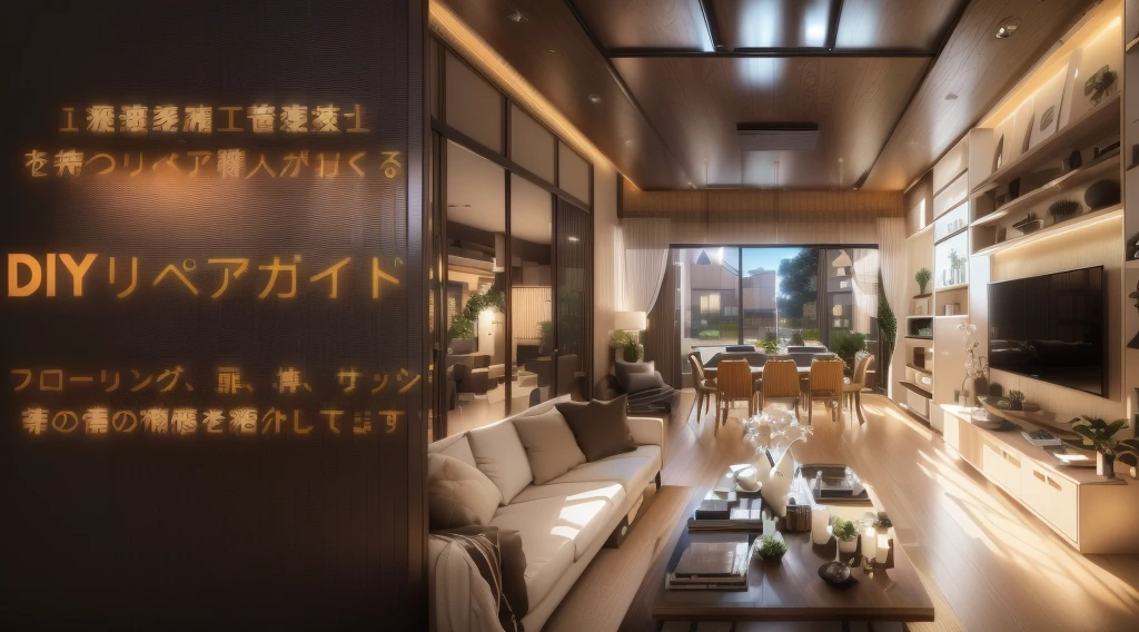there is a living room with a couch and a table in it, Advertising images, Residential area, Luxurious surroundings, living room, Beasts, archviz, modern living room, celestial beings, Japanese House, in house, Residential, Natural light. 8k yen, Ultra-realistic, Ultra-realistic, v ray, Video Ray Western Style