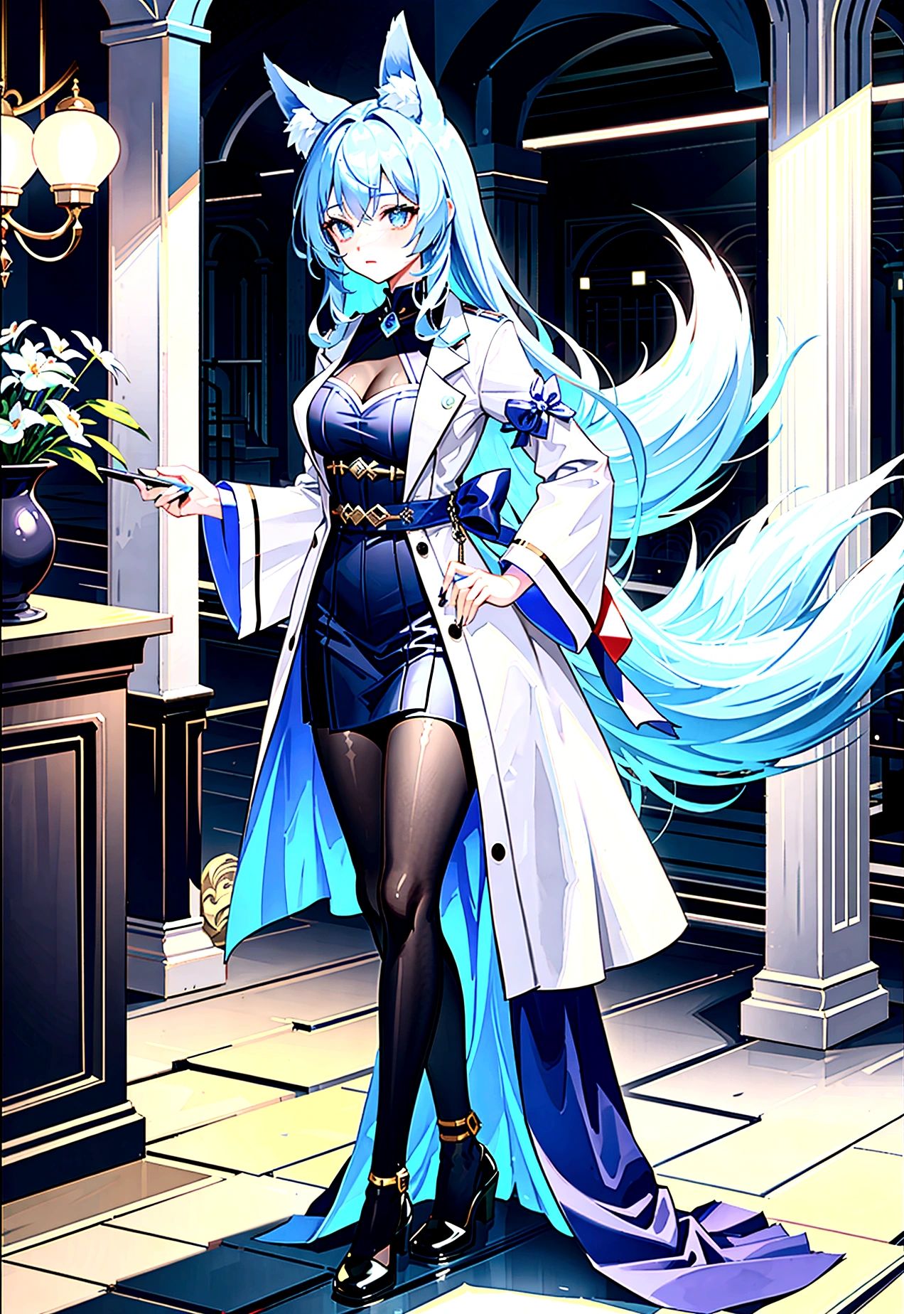 fox Light blue hair beast girl indigo fur fox beast girl