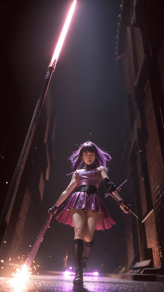 Scene 2: First Battle

	•	Description: In a dark alleyway, Sakura faces off against a shadowy, menacing creature. She is in her magical girl form, clad in a starry-themed outfit, wielding a staff that radiates starlight. The creature lunges at her, but she blocks it with a burst of light, her expression fierce and determined.
	•	Mood: Intense and action-packed.
	•	Visual Style: Dark, with sharp contrasts of light from Sakura’s magic.