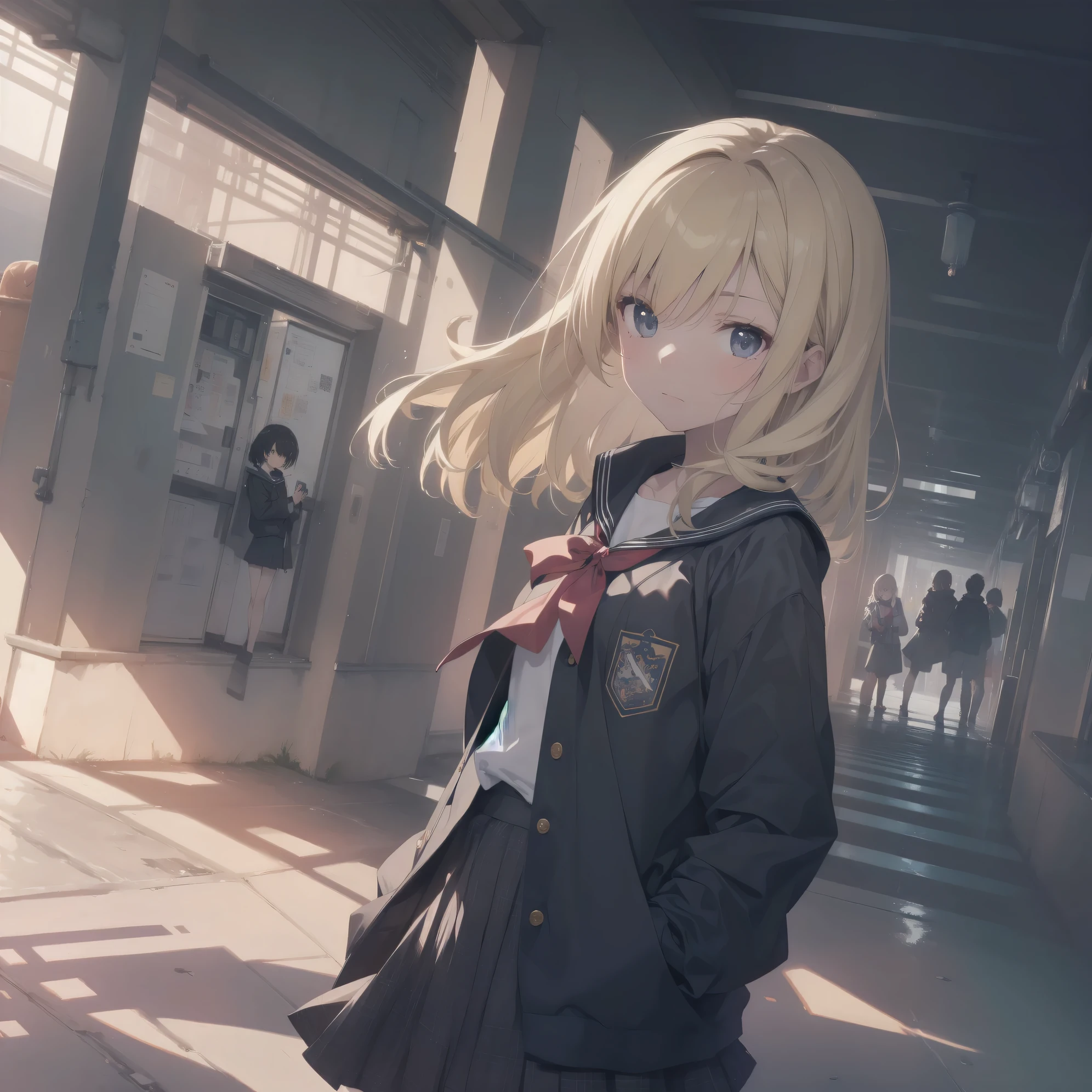 ultra-absurdres-Top quality by artist God, ultra-detailed, high resolution, anime moe artstyle, best anime 8k konachan wallpaper, pixiv contest winner, pool:2810, perfect anatomy,break, 1girl, (Please draw a girl walking sleepily to school alone. )break,(Solo,little female, 13-year-old:1.3),Full limbs, complete fingers,a junior high school student, (very short hair), short cut, flat chest, , small butt, small black eyes, beautiful detailed eyes, well-proportioned iris and pupils, expressive eyes, highres detailed hair, soft expression, salor school_uniform, sailor collar, serahuku, bow, pleated skirt,(Detailed Lighting), (Detailed background), in the School commute route. break,super detailed skin, Best cinematic lighting powered by famous artist, 8k,beauty illustration,photoshop_(medium),very aesthetic,break,((artist:takafumi )), artist:clamp ,artist:carnelian ,artist:kantoku ,

