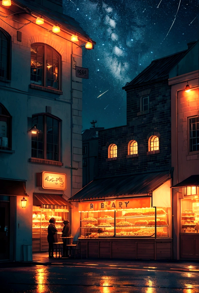Bakery under the stars，Neon light，Romantic