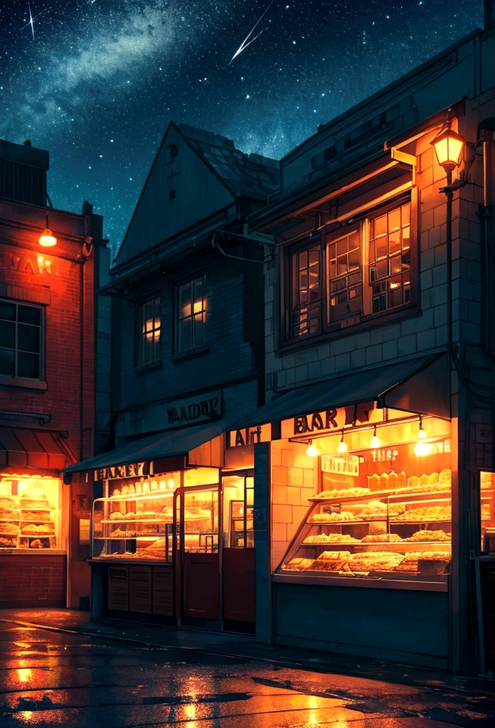 Bakery under the stars,Neon light,Romantic
