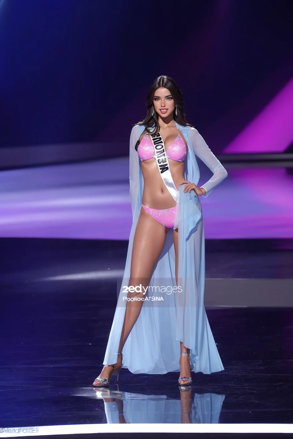 miss colombia contestant in bikini and cape walks the runway during the Miss Universo pageant at the mgm casino on november, Miss Universo, brazilian supermodel, bikini model, rendering of beauty pageant, victoria's secret model, fake images, Adriana Lima, wears a bathing suit, vistiendo un vestido largo, blanca alvarez, 2 4 year old female model, karla ortiz, swimsuit model