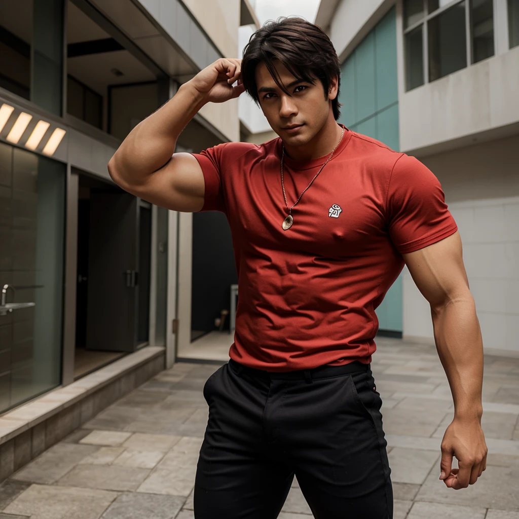 Anime hombre musculoso posando