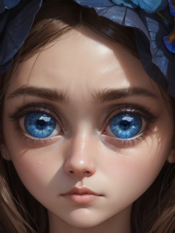 woman, face, portrait, close up, big eyes, doll, intense blue eyes, retina, detailed iris