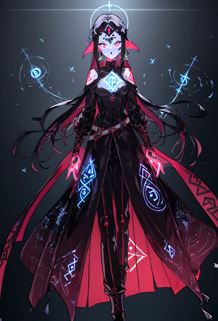 4K high resolution, one female, (((Glowing Rune Tattoos))), red and black hair, princess knight pants gown dress, circlet