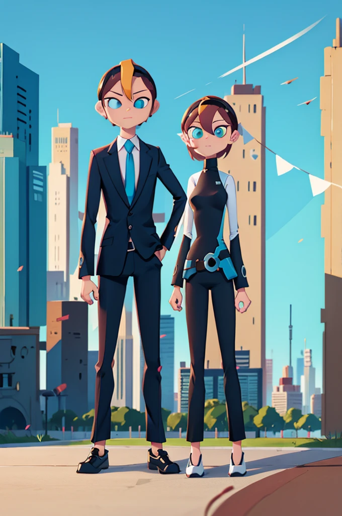Agent Xero, full body, standing ,city
