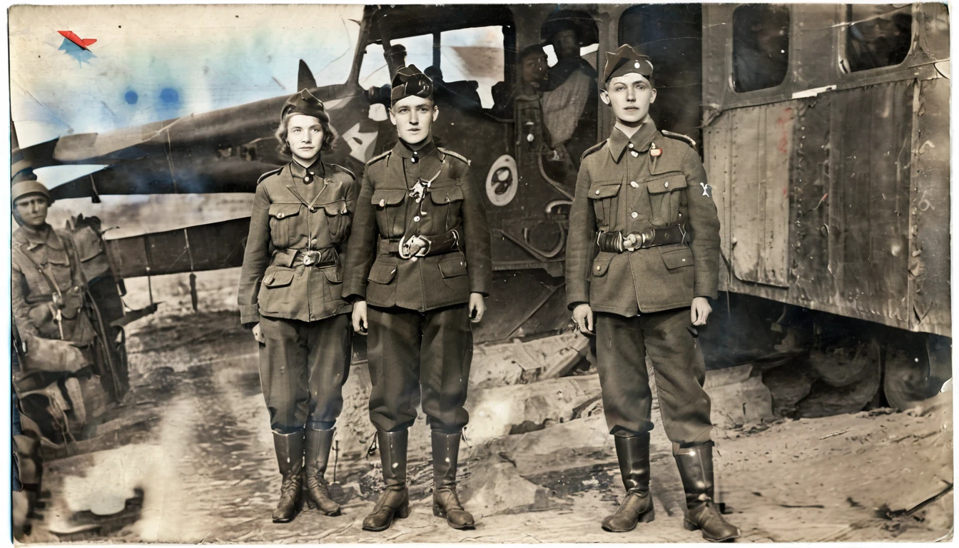 Year 1939, Young man aged 17-18 years , Dark green jacket, red turtleneck, The jacket has a red four-pointed star on the lapel..., Wearing a black vest throughout.., Wearing light green M35 Harovari pants..., Military boots, Soviet Pilotka side-mounted helmet.(clamp cap) There is a red star attached to it.., Eastern Slavs(Soviet Union), Soviet Union, World War II, ww2 old photos, World War 2, ww2 military camp