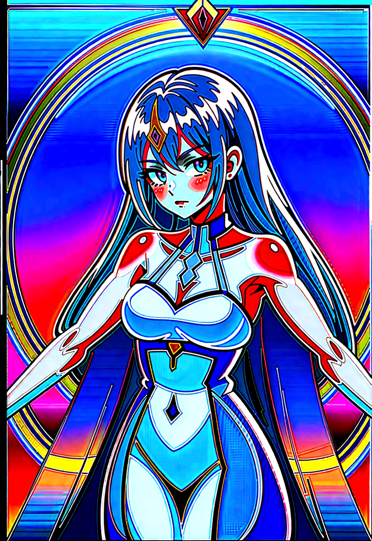 (best quality,4k,8k,highres,masterpiece:1.2),ultra-detailed,,1girl,glowing rune tattoos,red and black hair,princess knight pants gown dress,circlet,fantasy,