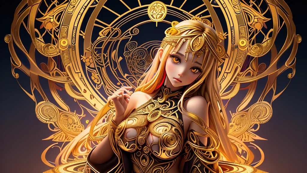 PerfectNwsjMajic,(masterpiece, top quality, best quality, official art, beautiful and aesthetic:1.2), (1girl), extreme detailed,colorful,highest detailed, official art, unity 8k wallpaper, ultra detailed, beautiful and aesthetic, beautiful, masterpiece, best quality, (zentangle, mandala, tangle, entangle) ,holy light,gold foil,gold leaf art,glitter drawing,