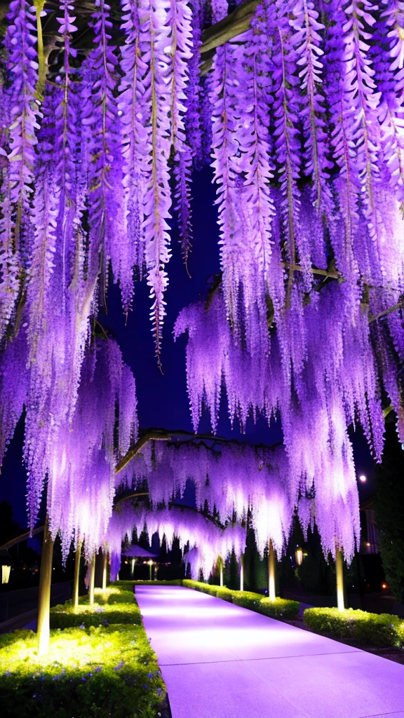 Wisteria trellis、4K、Very realistic、Light up at night、
Glow in the dark wisteria lattice、