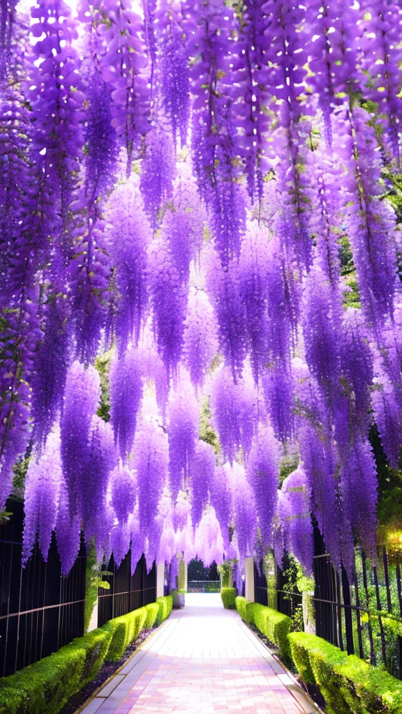 Wisteria trellis、4K、Very realistic、Light up at night、
Glow in the dark wisteria lattice、