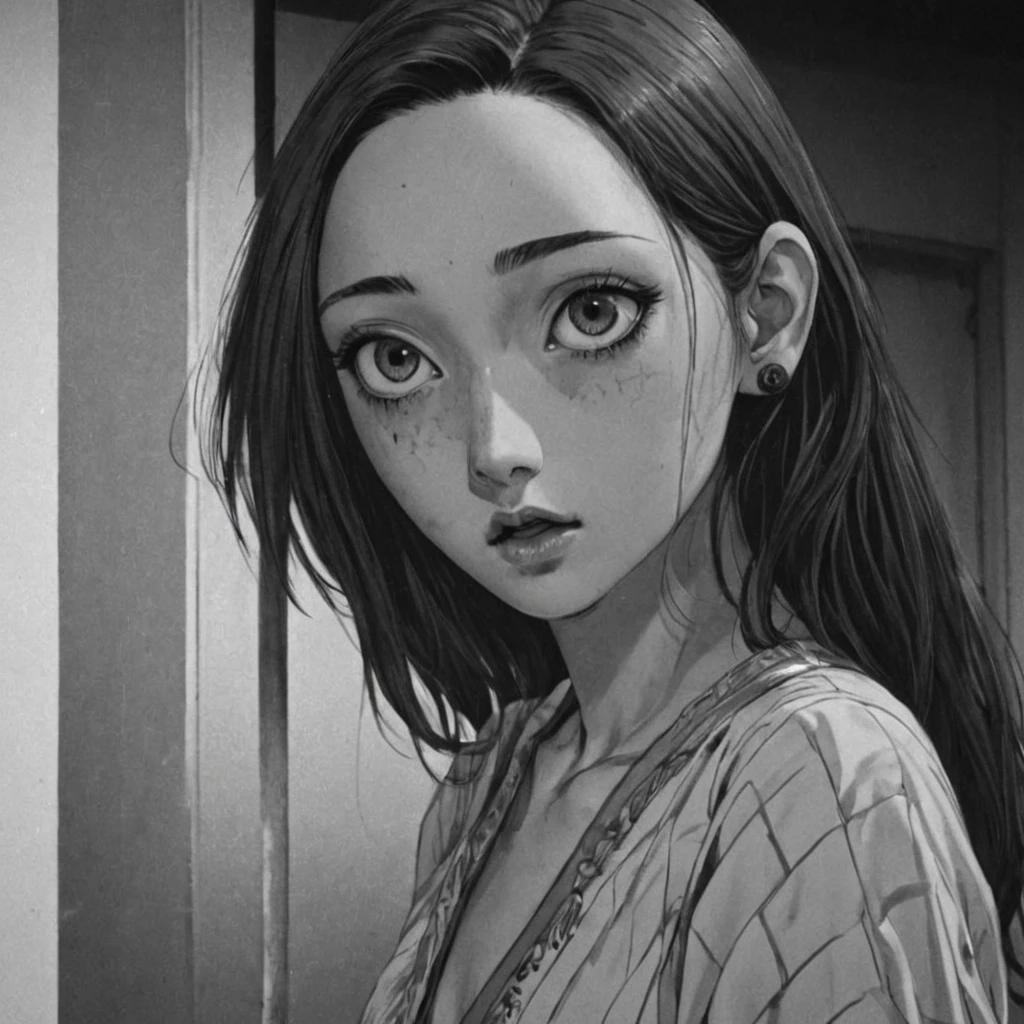 Goddess of Egypt, (anime), bizarre scenario, Junji Ito, Yusuke Murata, black and white, 8k, anime, horror