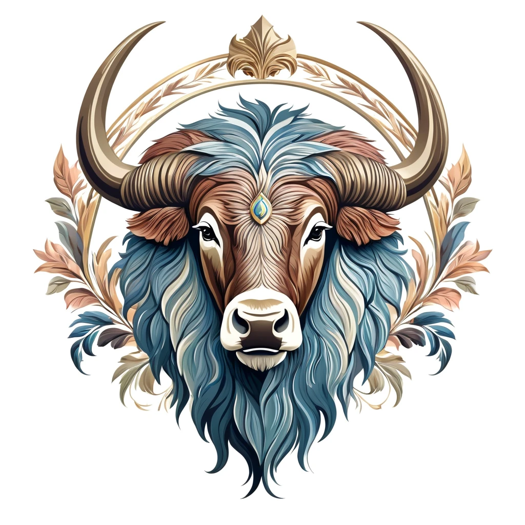 bison emblem, majestic and graceful, rich composition, pastel colors, no background, top quality image.