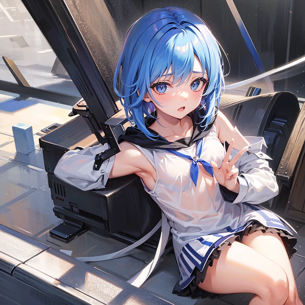 Takina,Pussy,SEX,Blue Hair,short hair,Small breasts,
