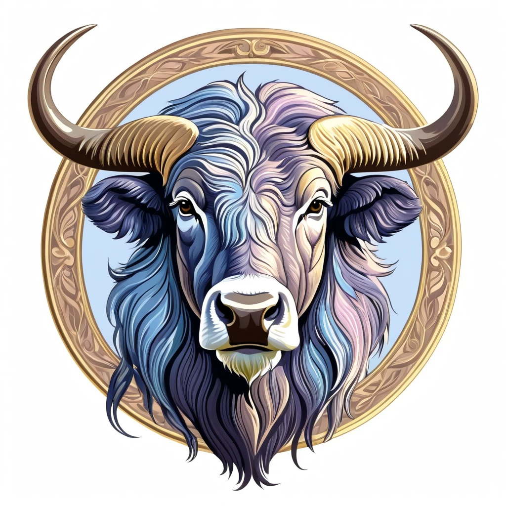 bison emblem, majestic and graceful, rich composition, pastel colors, no background, top quality image.