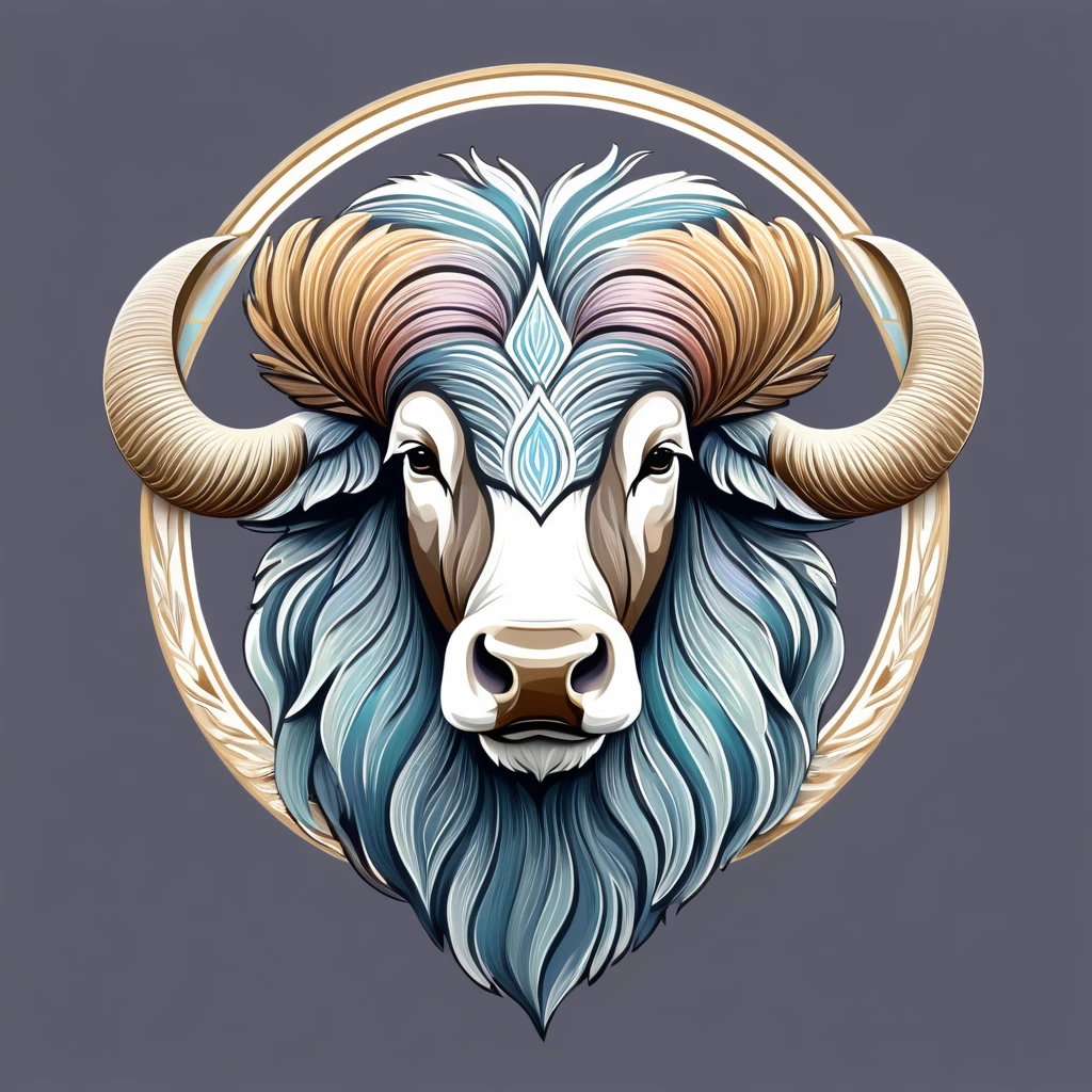 bison emblem, majestic and graceful, rich composition, pastel colors, no background, top quality image.