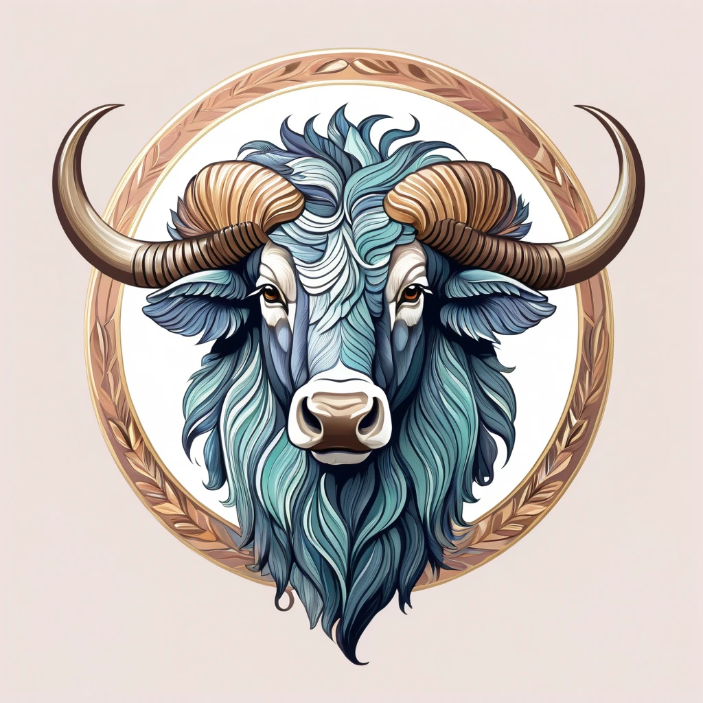 bison emblem, majestic and graceful, rich composition, pastel colors, no background, top quality image.