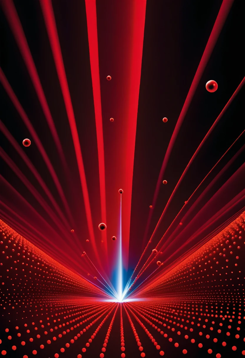 generate an image: Pulsed Ion Beam: Imagine a rapid burst of red dots representing ions hitting the diamond from the left. These red dots are spaced out, representing the pulsed nature of the beam.