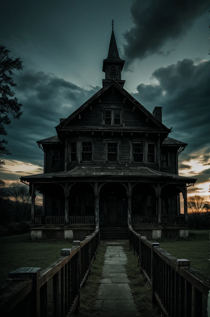 A haunted house with dark in the atmosphere