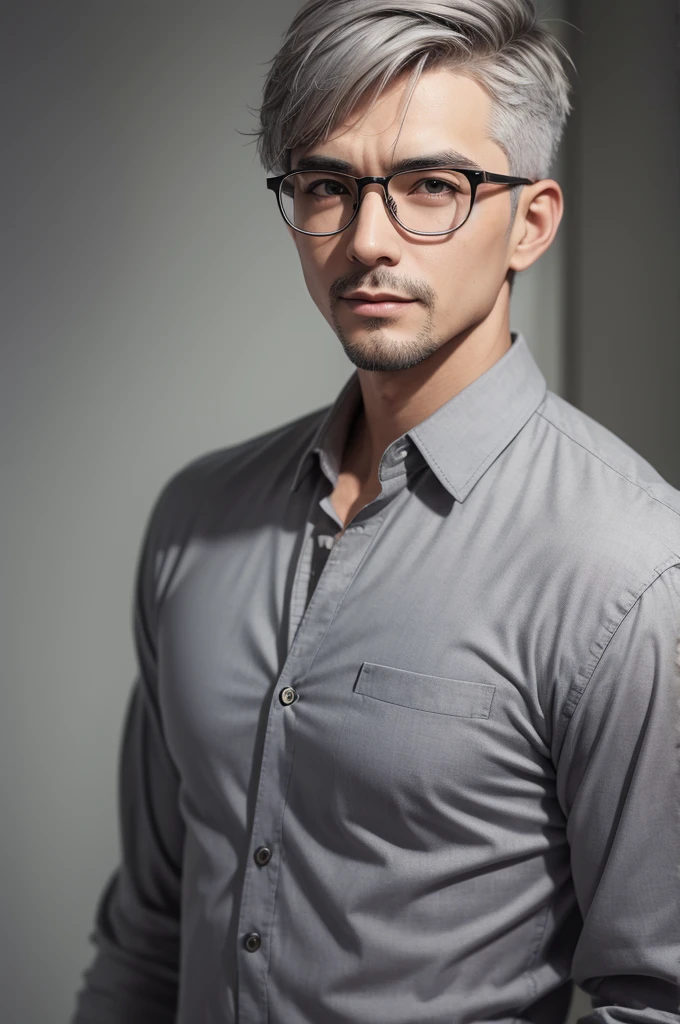 Man with short gray hair and glasses 