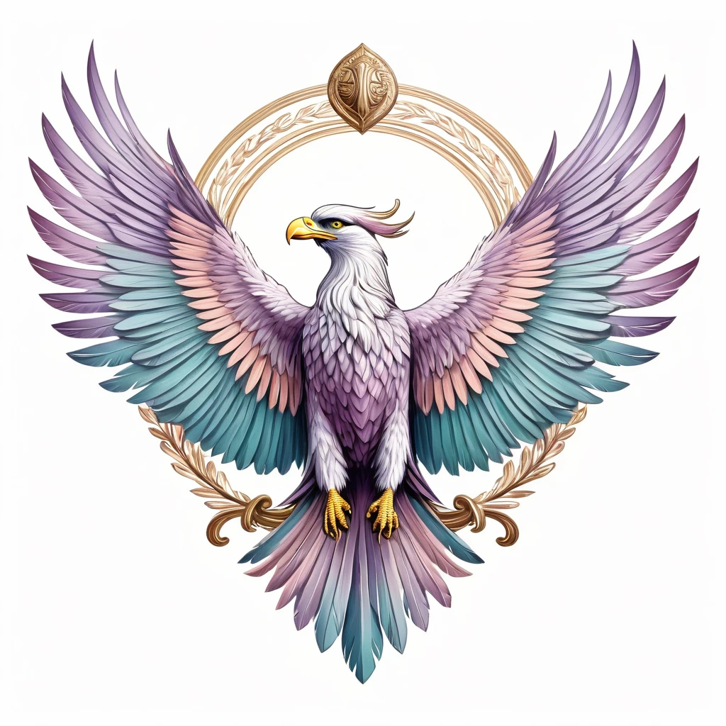 Condor emblem, majestic and graceful, rich composition, pastel colors, no background, top quality image.