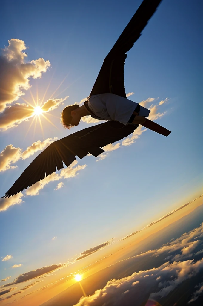 Guy flying into the sunset