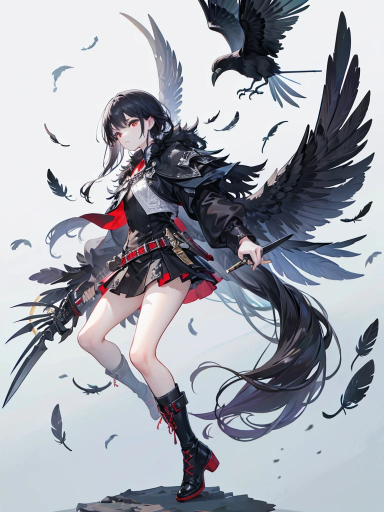 crow，Apparition，feather，Long knife