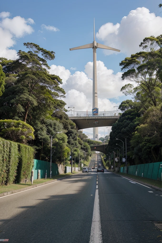 estrada que entra em uma cidade futurista