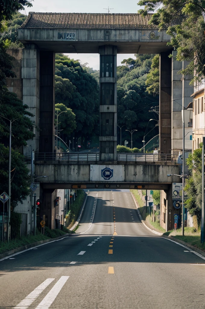 estrada que entra em uma cidade futurista