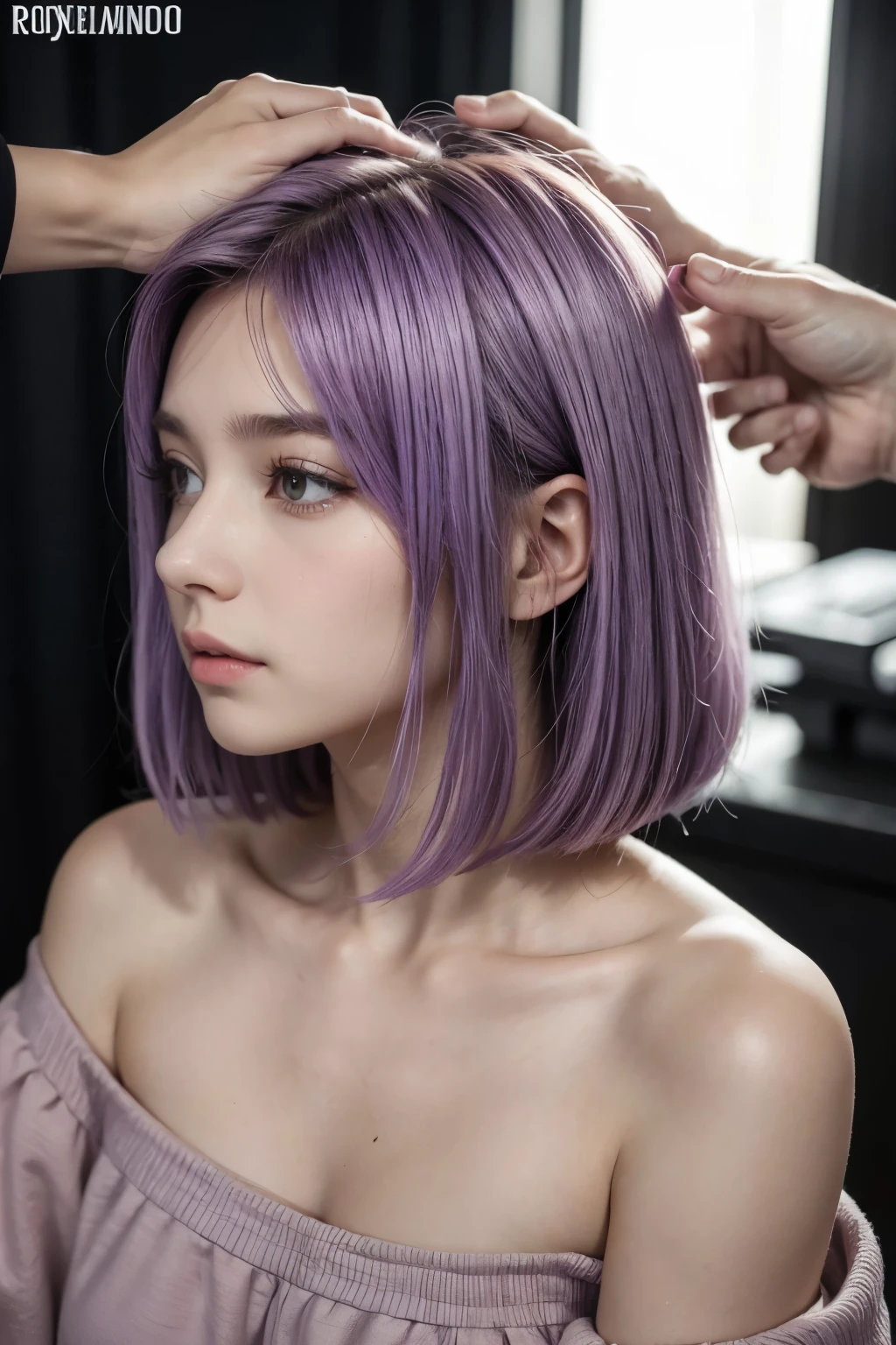 araffes with cabelo roxo is getting her hair done, cabelo colorido, destaques roxos, mechas roxas no cabelo, cabelo violeta, destaques ultravioleta, flowing cabelo roxo, cabelo roxo, long cabelo violeta, cabelo lavanda, cabelo longo roxo, cabelo longo violeta, cabelo de duas cores, lilac hair, cor de cabelo claro iridescente, cor violeta, pintar cabelo, long cabelo roxo