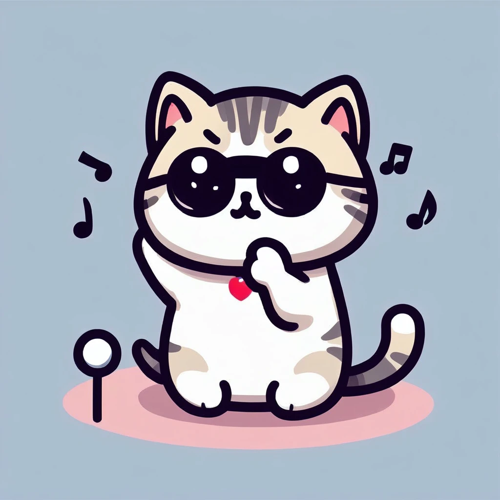 A little cat playing karaoke