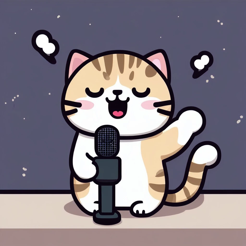 A  cat playing karaoke