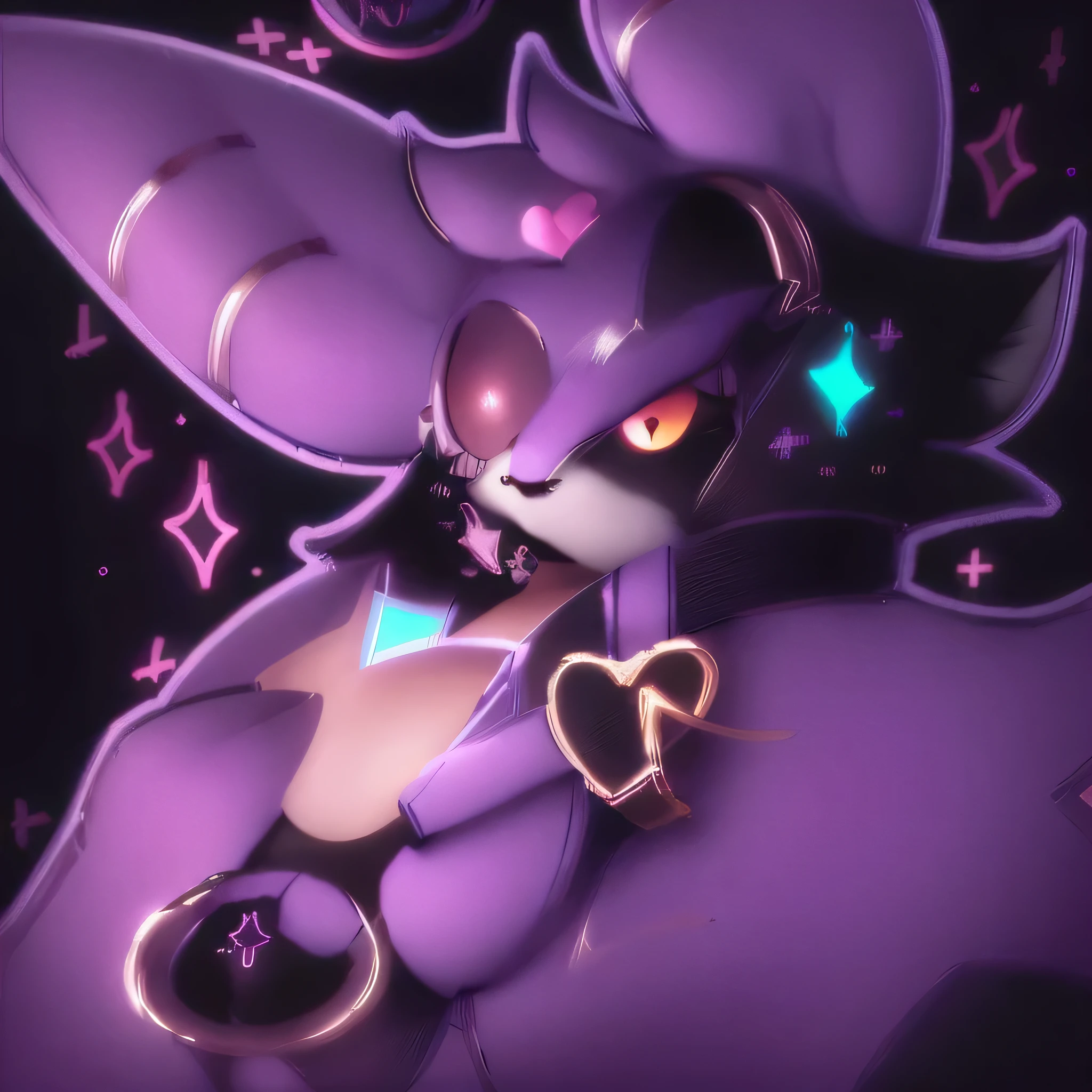 cartoon cat with bow tie and a heart in its mouth, furson art, resplandeciente, Some chaotic flashes, Ruff de cristal, brillante!!, Furaffinity Commission, magically shining, piel nacarada, commission on furaffinity, arte peludo!!!, discordia pfp, burbujeante, y 2 k cutecore clowncore, furson!!!!, dibujo animado de un gato con pajarita y collar, sonrisa nefasta, estilo varguyart, furaffinity fursona, arte fursona, arte peludo del mawshot, discordia pfp, Furaffinity Commission, commission on furaffinity, [[[[sonriendo malvadamente]]]], cunning expression