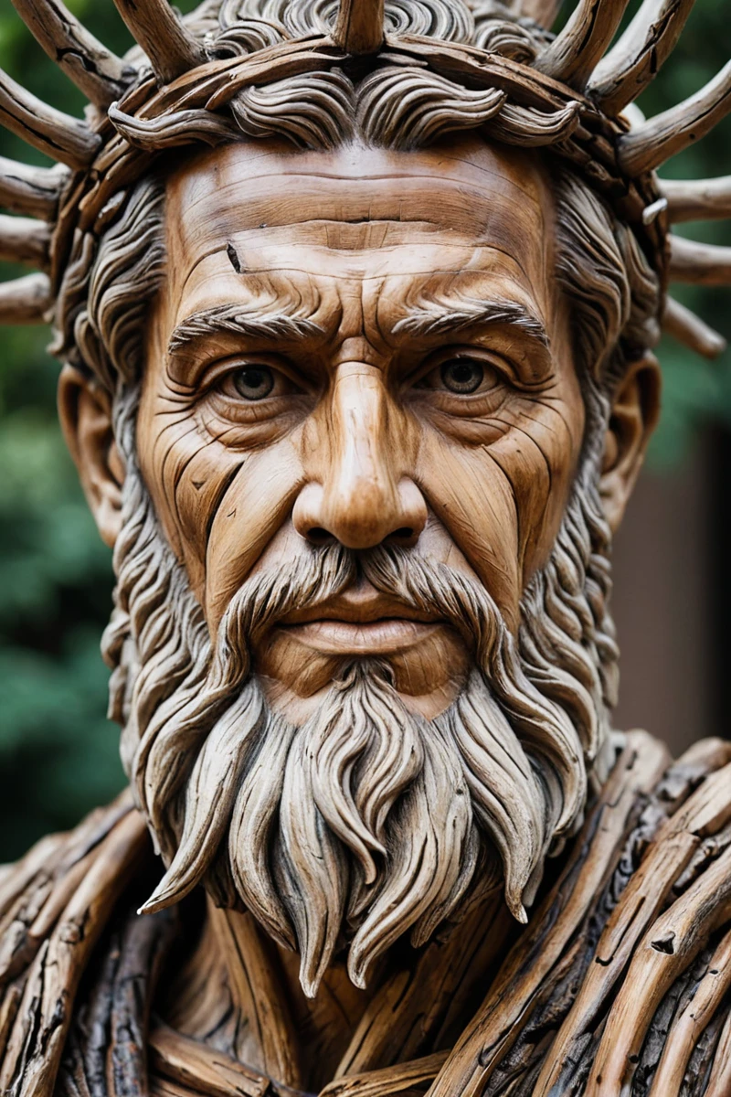 + (photo:1.3) a close-up of a sculpture from the face of a man made of drifting wood, drifting wood sculpture, wood sculpture, wood art, wood sculpture, portrait sculpture of Greek god, very detailed 3 d art, 3 d king portrait, handsome man with detailed faces, 3d art, 3d art, 3d sculpture, 3d sculpture, 3d sculpture, 35mm photograph, film, bokeh, professional, highly detailed, Fujifilm XT-4