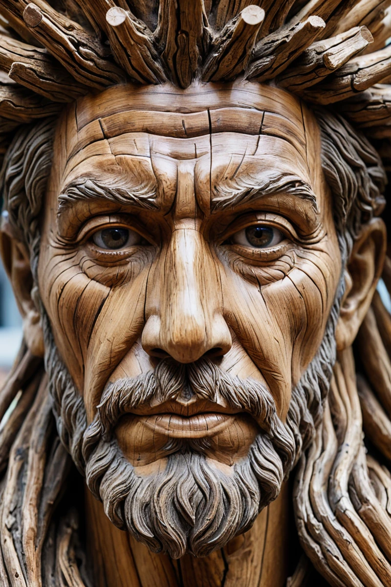 + (photo:1.3) a close-up of a sculpture from the face of a man made of drifting wood, drifting wood sculpture, wood sculpture, wood art, wood sculpture, portrait sculpture of Greek god, very detailed 3 d art, 3 d king portrait, handsome man with detailed faces, 3d art, 3d art, 3d sculpture, 3d sculpture, 3d sculpture, 35mm photograph, film, bokeh, professional, highly detailed, Fujifilm XT-4