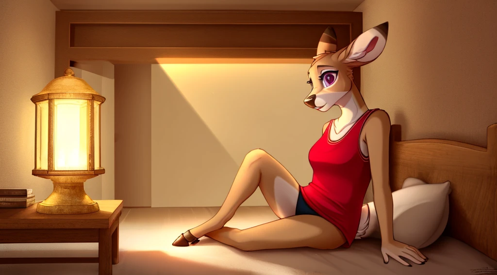 Female deer doe.Home Casual Clothes Cute Face Furry Ears Furry Tail Exquisite Light and Shadow, Best quality at best, exquisite facial features, Good ambient light, Ultra-fine fur、Volumetric lights are very detailed,Finest quality furry art