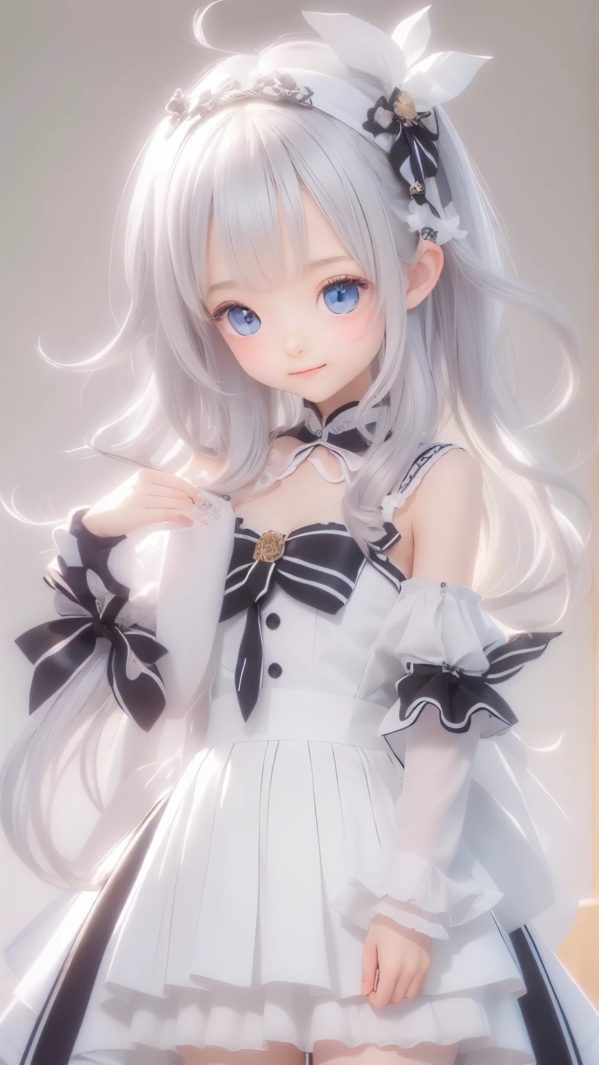 detailed face, cute face, ((masterpiece)), (Highest quality))), (Character design sheet, National costume, same characters, front, ~ side, return), figure, 1 girl, whole body, Silver Hair, eyes hair, Beautiful Eyes, Princess Cut, Environmental change scene, Short skirt, Shyness, woman, girl, Are standing, Gothic Lolita, VTuber, Chartern Betarola, (simple returnground, white returnground: 1.3) ( masterpiece:1.2), (Highest quality:1.3)