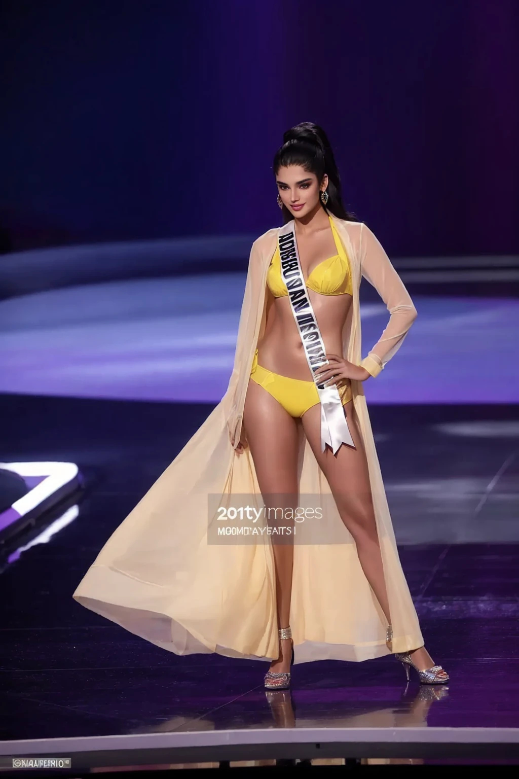 Miss Estados Unidos contestant, Miss Estados Unidos, walks the runway during the Miss Estados Unidos pageant at the mgm casino on november, Miss Universo, fake images, bikini model, rendering of beauty pageant, 2 4 year old female model, fotos oficiales, 2263539546], with yellow cloths, brazilian supermodel, indian super model, bella poarch, malasio