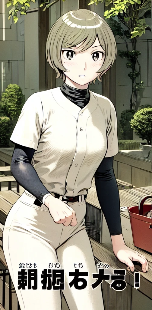 、(masterpiece、Highest quality)、Highest quality, Ultra-high resolution, (((masterpiece))), alone, Sweat、Big eyes,Show Viewer,
blonde,(short hair:1.2),
(Baseball uniforms:1.2), (Highest quality:1.3),One Girl,