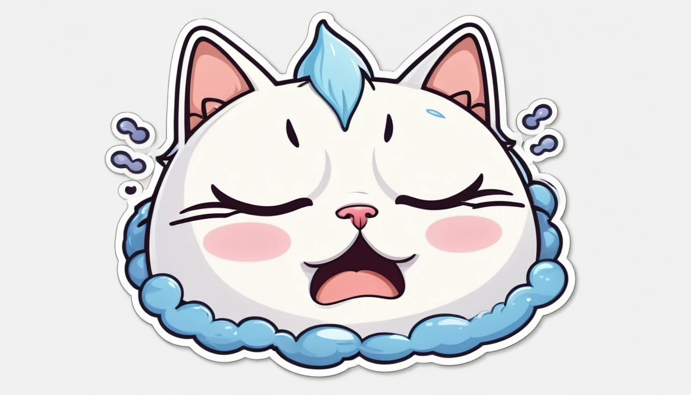 White background stickers, cute cartoon design. Crying cat Sticker Vector Fantasy 4K