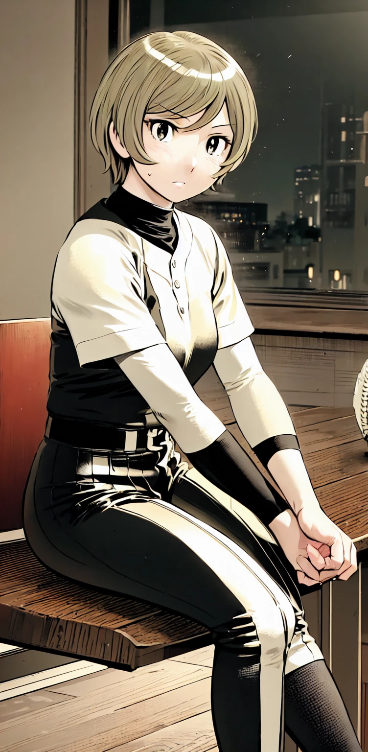 、(masterpiece、Highest quality)、Highest quality, Ultra-high resolution, (((masterpiece))), alone, Sweat、Big eyes,Show Viewer,
blonde,(short hair:1.2),
(Baseball uniforms:1.2), (Highest quality:1.3),One Girl,