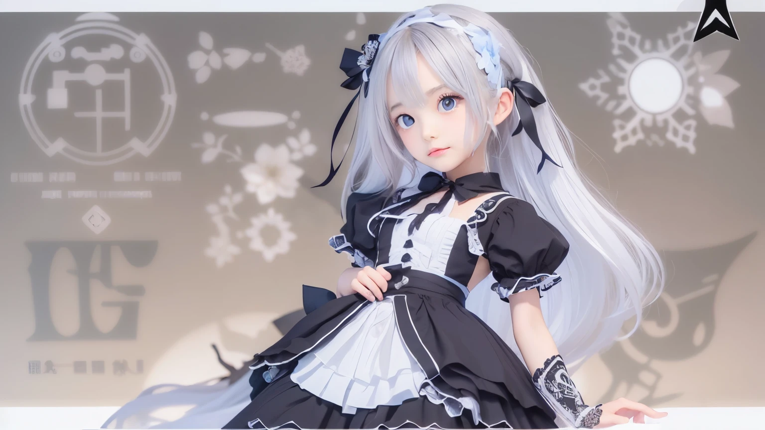 detailed face, cute face, ((masterpiece)), (Highest quality))), (Character design sheet, National costume, same characters, front, ~ side, return), figure, 1 girl, whole body, Silver Hair, eyes hair, Beautiful Eyes, Princess Cut, Environmental change scene, Short skirt, Shyness, woman, girl, Are standing, Gothic ta, VTuber, Chartern Betarola, (simple returnground, white returnground: 1.3) ( masterpiece:1.2), (Highest quality:1.3)