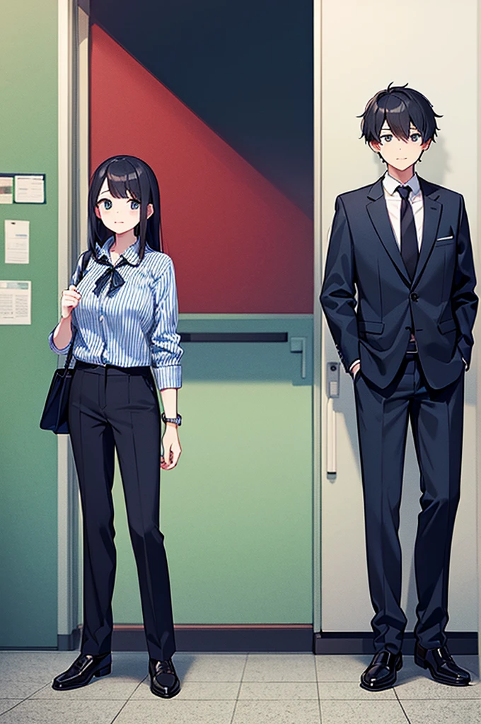 True Face、Full-body portrait、Are standing、Corporate clothing