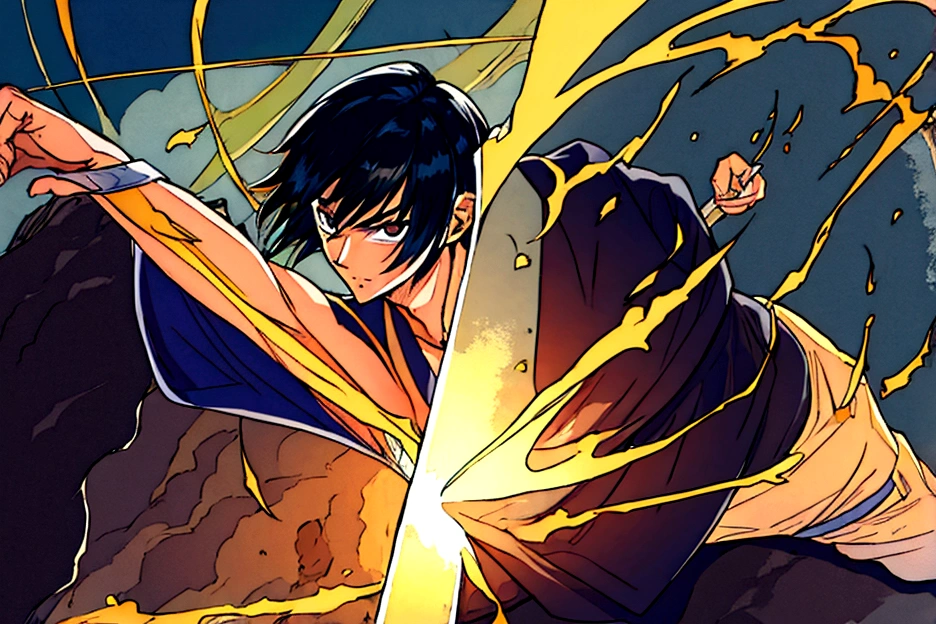 boy Short Hair Black Hair anime Adventurer battle