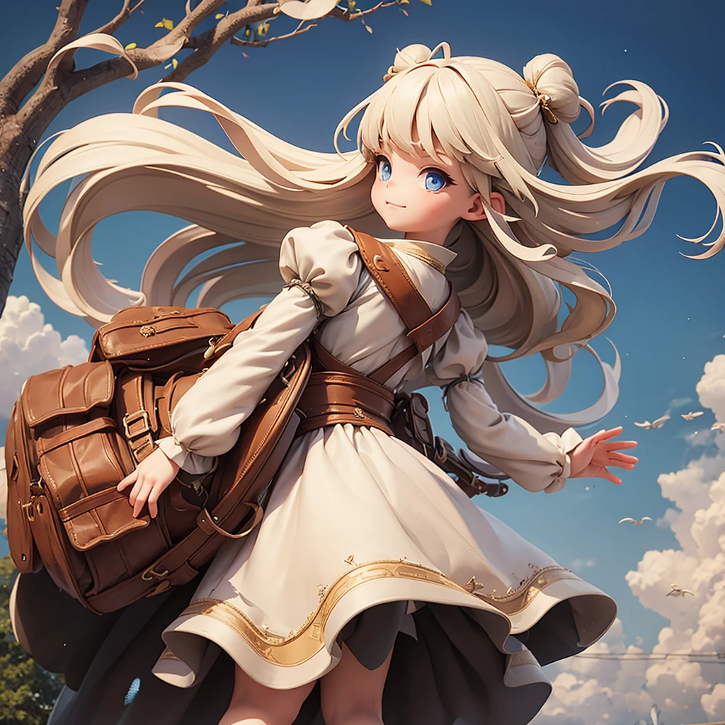 Girl 。Medieval dress with panniers、Fabric Realism、Low - Angle、I can see the drawers、Pull up the hem of your dress with your hands、Strong winds