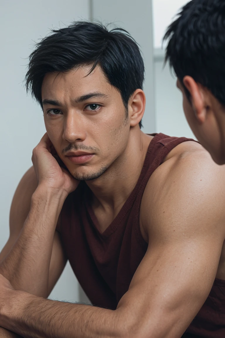 shot by Sony a7 IV Mirrorless Camera, natural light, analog film photo, Kodachrome ,handsome young aomine daiki 