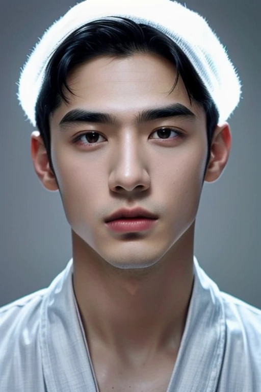 (masterpiece:1.21),(bestquality:1.21),8k,high detailed,ultra-detailed,photography,award winning,documentary,Original Photo,Realisticity,solo,Studio lighting,High resolution scan,physically-based rendering,Cinematic Lighting,award winning work,depth of field,(low saturation:1.3),(1boy;1.4:1.1),a male,male focus,silm,Asian,handsome face,Well-Proportioned Hands,Real Skin Texture,White Marble Glowing Skin,model,thick eyebrows,(random_color_ Fashion_clothing:1.45),(random colo background:1.1),close-up view,(random stylish pose action:1.1),(portrait:1.22),Short Haircut,Happy